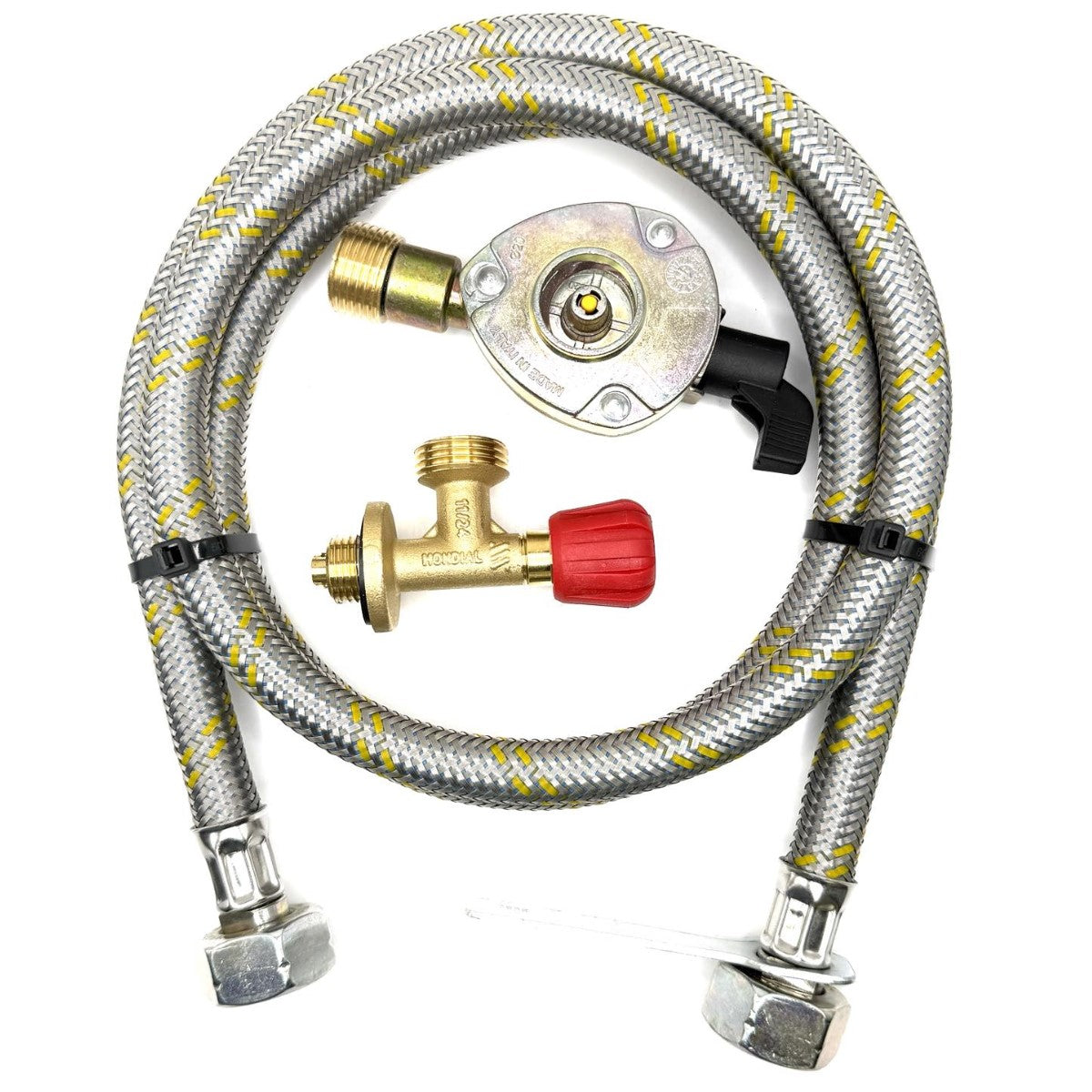 Flexible Reinforced Steel Pipe With Campingaz Bottle 901,904,907 Connector to 20mm Gas Cylinder Clip On Set