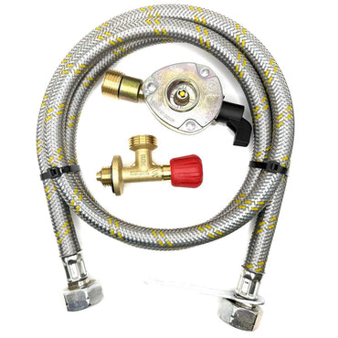 Flexible Reinforced Steel Pipe With Campingaz Bottle 901,904,907 Connector to 20mm Gas Cylinder Clip On Set