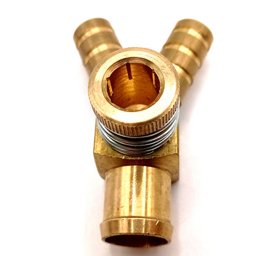 16 x 12 x 12 mm Manual Gas Valve Flow control on hose BRASS for lpg conversion double outlet