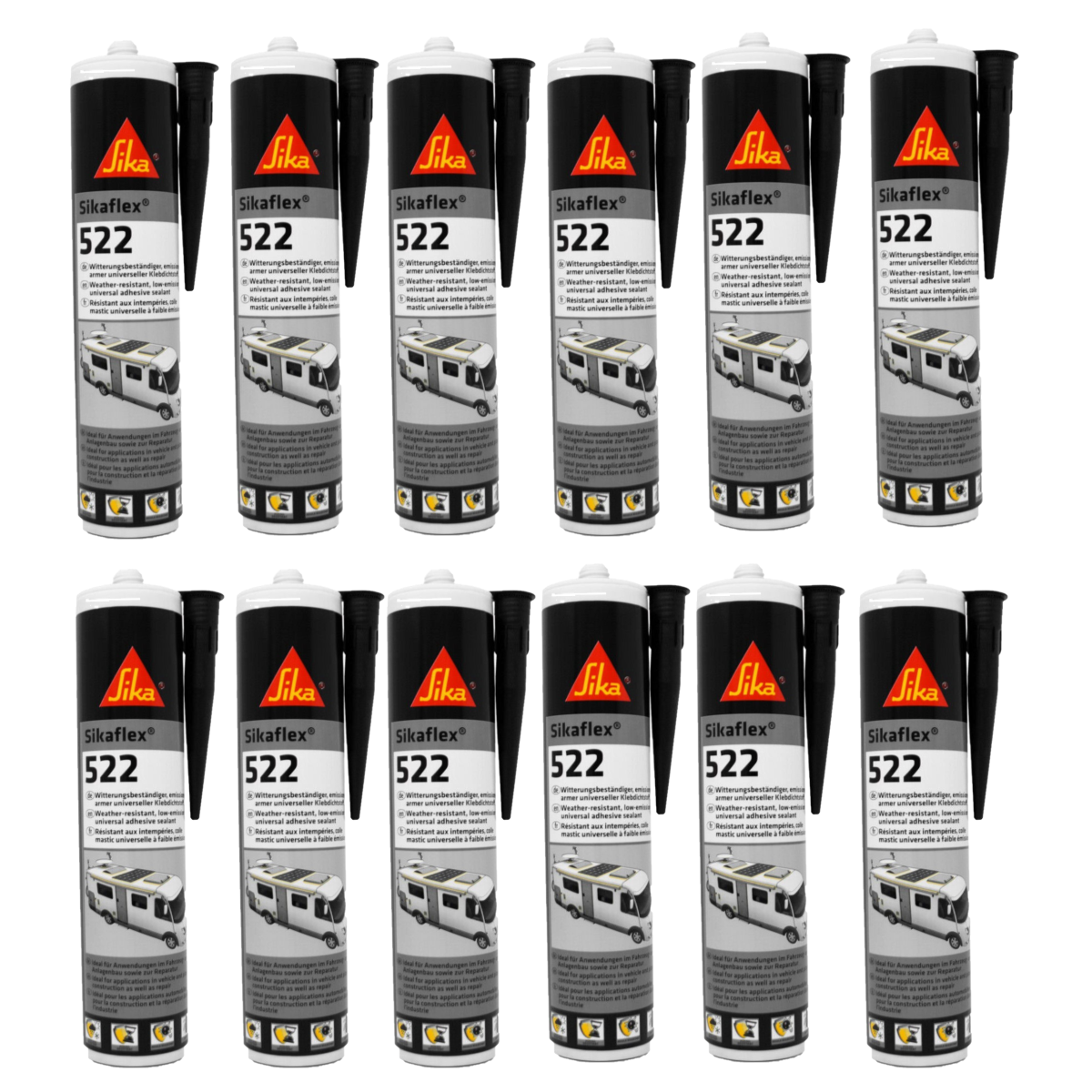 BOX of Sikaflex®-522 black C124 - 300ml sealant new (12 PCS)