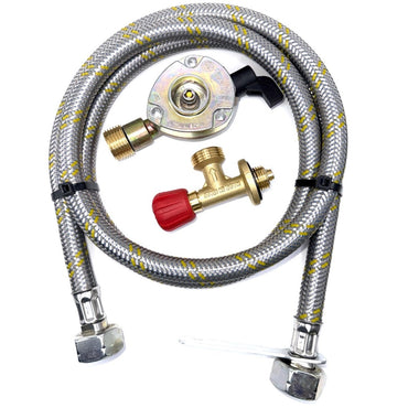 Flexible Reinforced Steel Pipe 901 904 & 907 Gas Bottle Filler Adaptor and 21mm Clip On Adapter Set to Fill Gas Cylinder