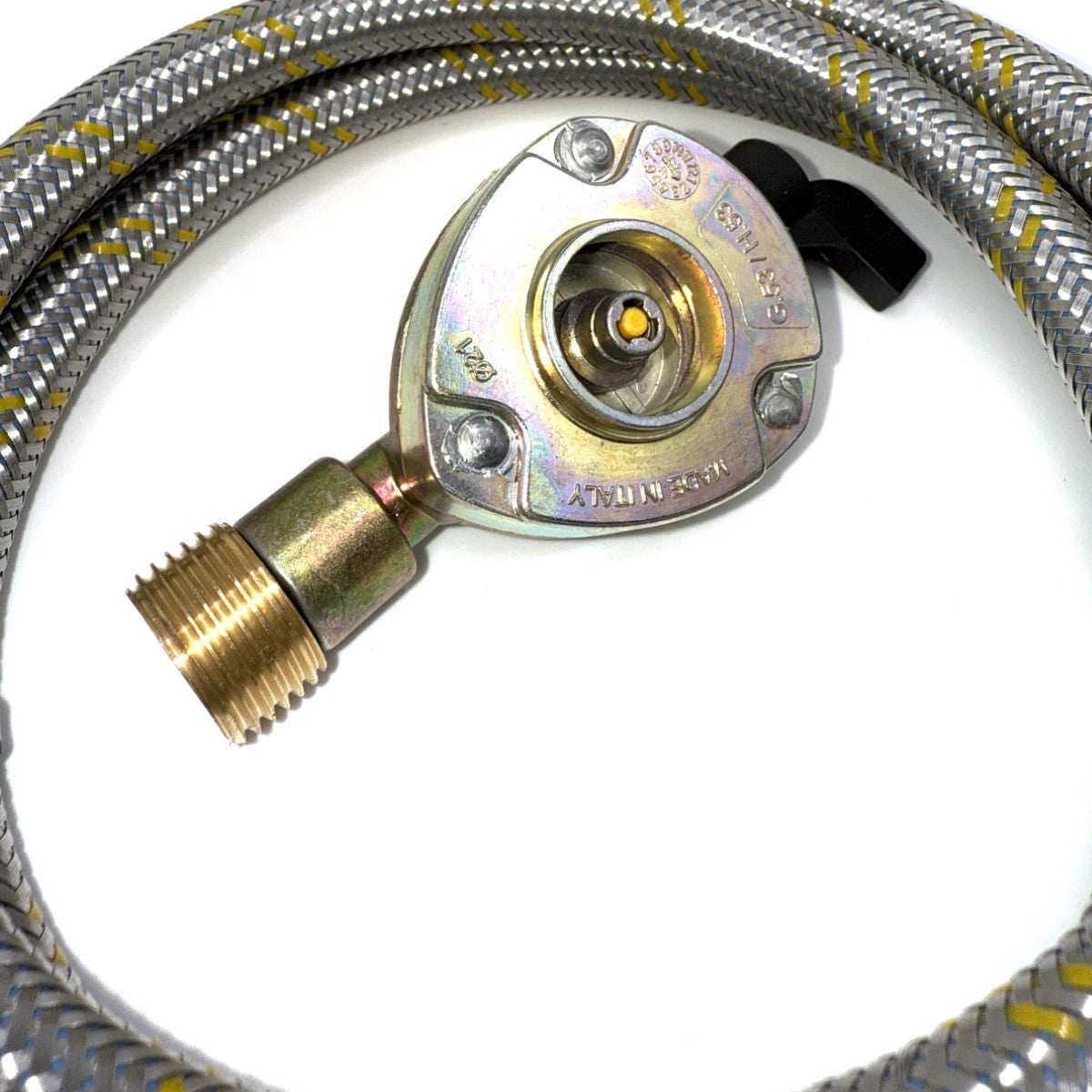 Flexible Reinforced Steel Pipe 901 904 & 907 Gas Bottle Filler Adaptor and 21mm Clip On Adapter Set to Fill Gas Cylinder