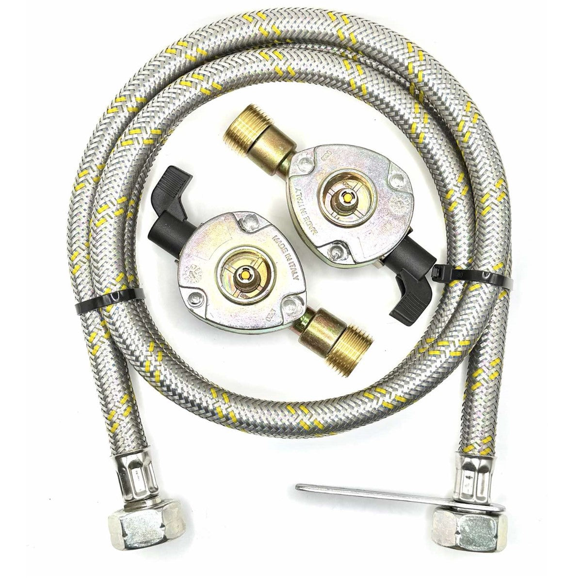 LPG 1 Meter pipe With 20mm Clip On Type Gas Bottle Adapters On Both Ends.