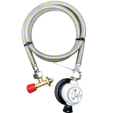 Flexible Reinforced Steel Pipe with refill Campingaz Bottle 901,904,907 and 35mm JUMBO 21.8mm LH Gas Cylinder Set