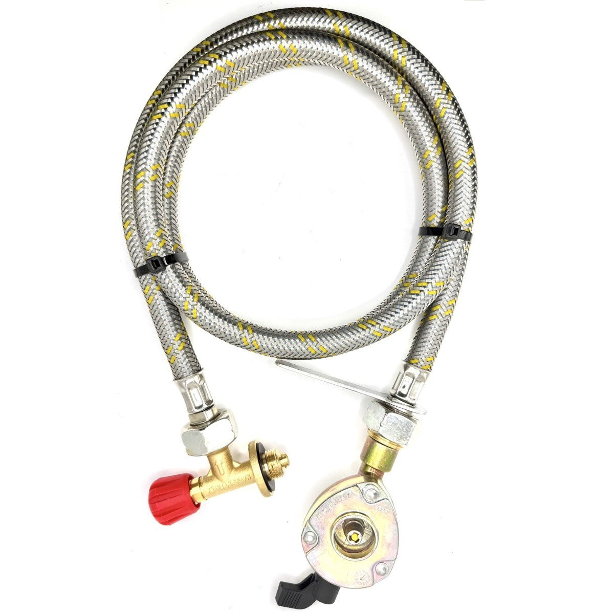 Flexible Reinforced Steel Pipe With Campingaz Bottle 901,904,907 Connector to 20mm Gas Cylinder Clip On Set