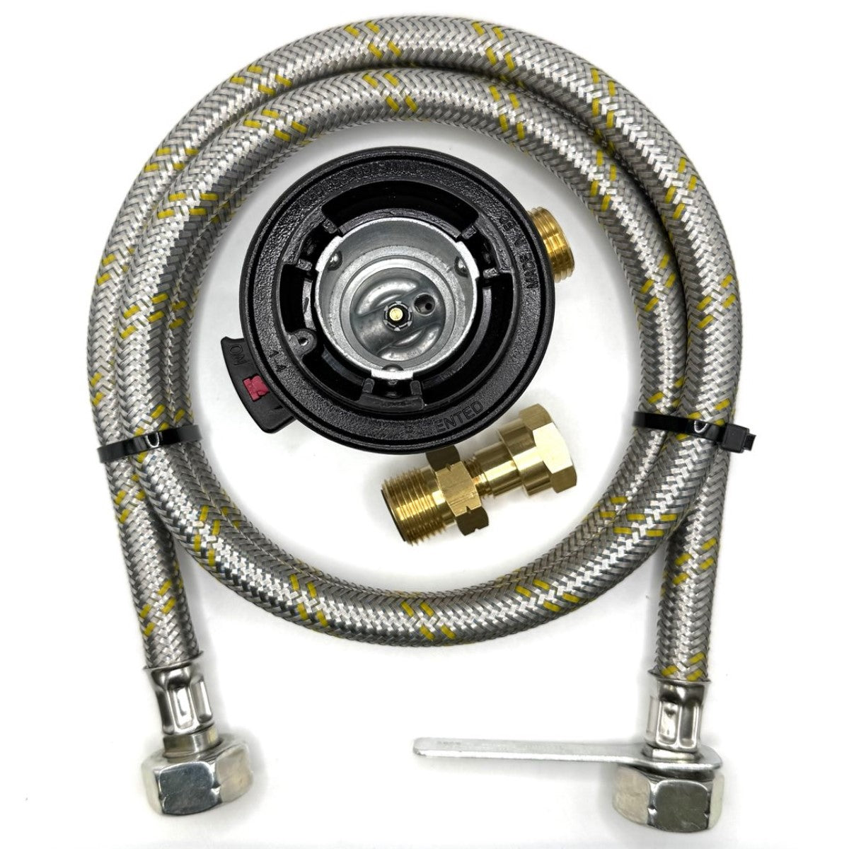1 MeterFlexible Reinforced Steel Pipe With  SWIVEL W20 RH Fitting And 35mm Clip On Jumbo adapter.