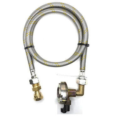 1.5 Meter Flexible Reinforced Steel Pipe With  SWIVEL W20 RH Fitting And 27mm 90 degree Patio Clip On Type Adapter.