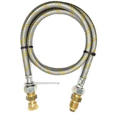 1 Meter Flexible Reinforced Steel Pipe With  SWIVEL W20 RH Fitting And USA Gas Bottles LH POL Adapter to 21.8 mm LH.