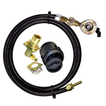 LPG Gas Propane Remote Refill Set Adaptors To Refill 27mm Clip On Type Cylinders, with black cap