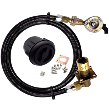 LPG Gas Propane Remote Refill Set Adaptors To reFill 27mm Clip On Type Cylinders with black filler cap