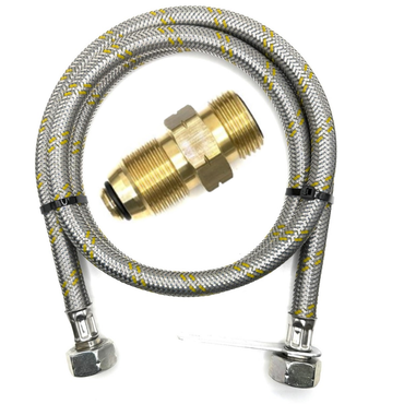 USA Gas Bottle LH POL Adapter x to 21.8 mm LH pigtail With Reinforced pipe