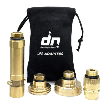 SAFEFILL GAS BOTTLE Adapters Set FOR ALL Europe KIT OF 4 TRAVEL SET With a Black BAG