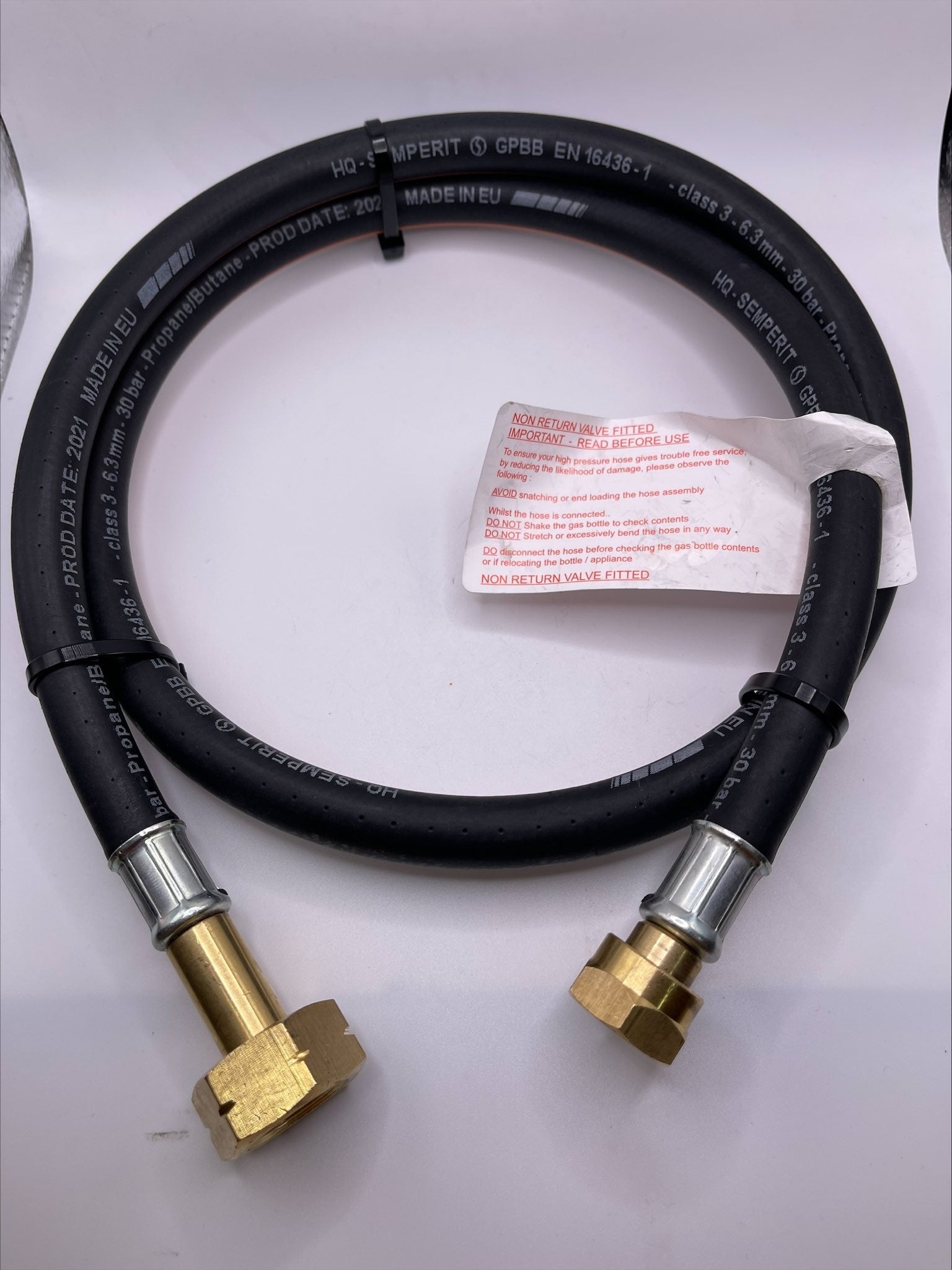 1 meter 40"Pigtail to connect butane, propane 21.8mm gas bottle to motorhome, caravan pressure regulator 21.8 LH x W20RH( 20mm)