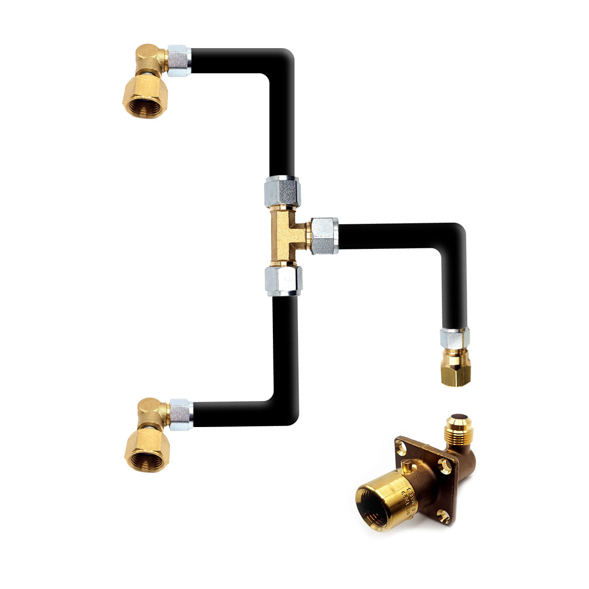 LPG Bayonet Elbow Filling Point to Two Elbowed Gas It or Gaslow Bottle Swivel Connectors with Pipe