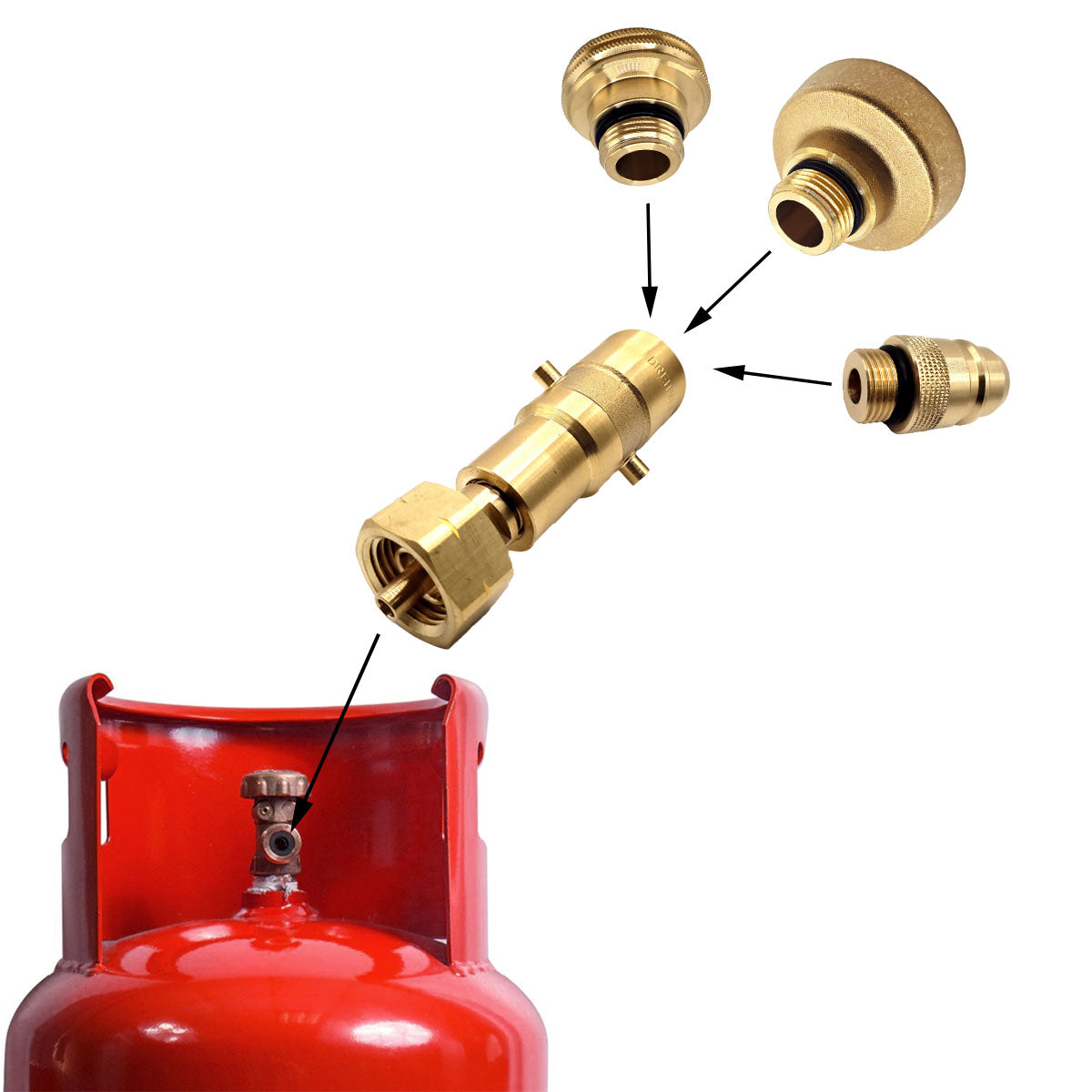 LPG GPL Gas Bottle Refill Adapter Set M22 for All Europe ACME DISH EURONOZZLE BAYONET with Bag