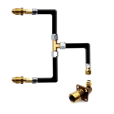 LPG Bayonet Elbow Filling Point to Two Gas Bottle Pol Swivel Connectors with Pipe