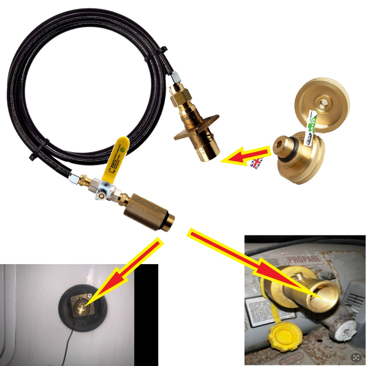 UK Bayonet Filling Point to RV Motorhome Camper vehicle gas tank refill set extension hose