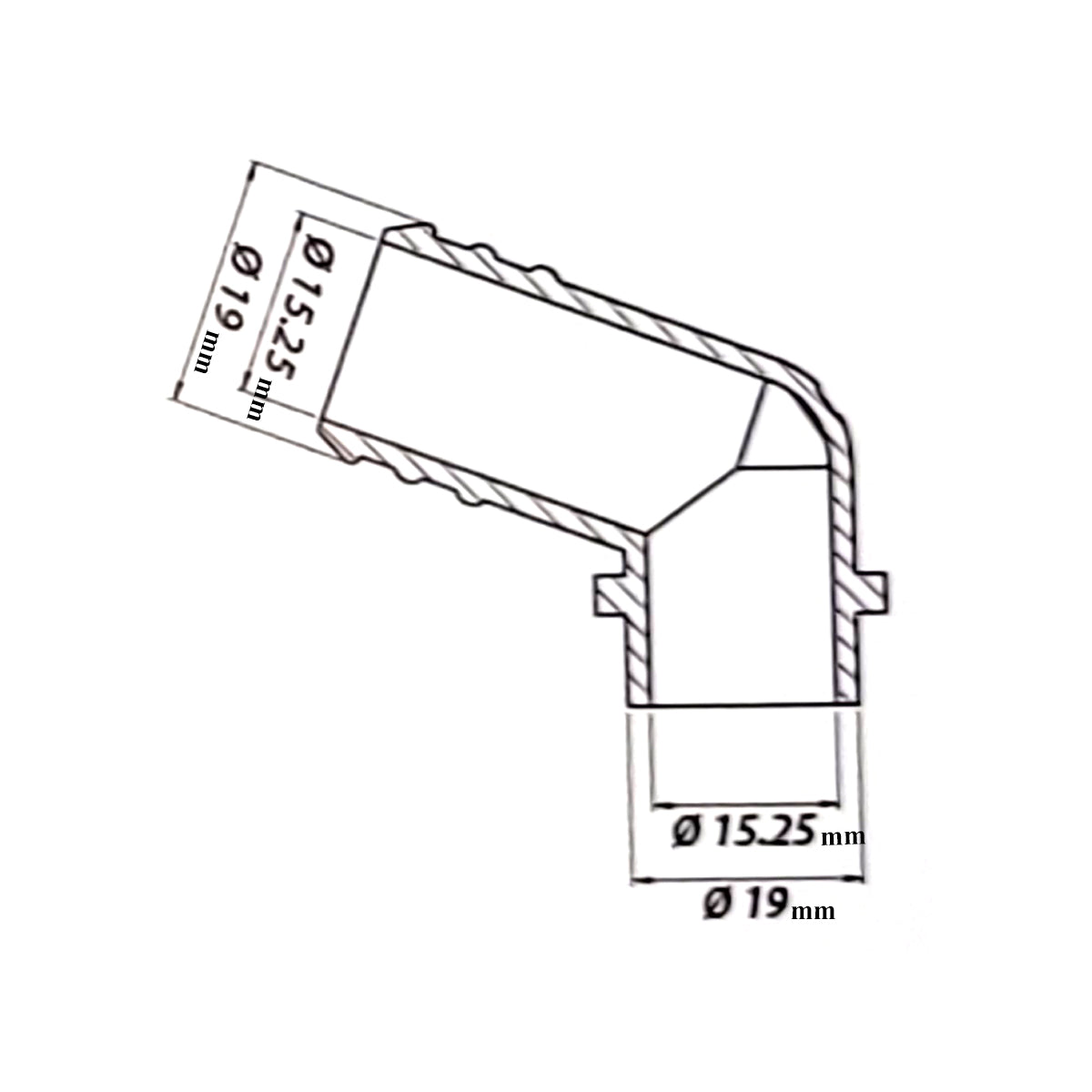 Elbow for Reducer Ć19 with O-ring