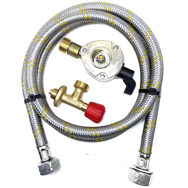 Flexible Reinforced Steel Pipe with Campingaz Bottle 901,904,907 Connector to 22 mm  Gas Cylinder Clip on Set