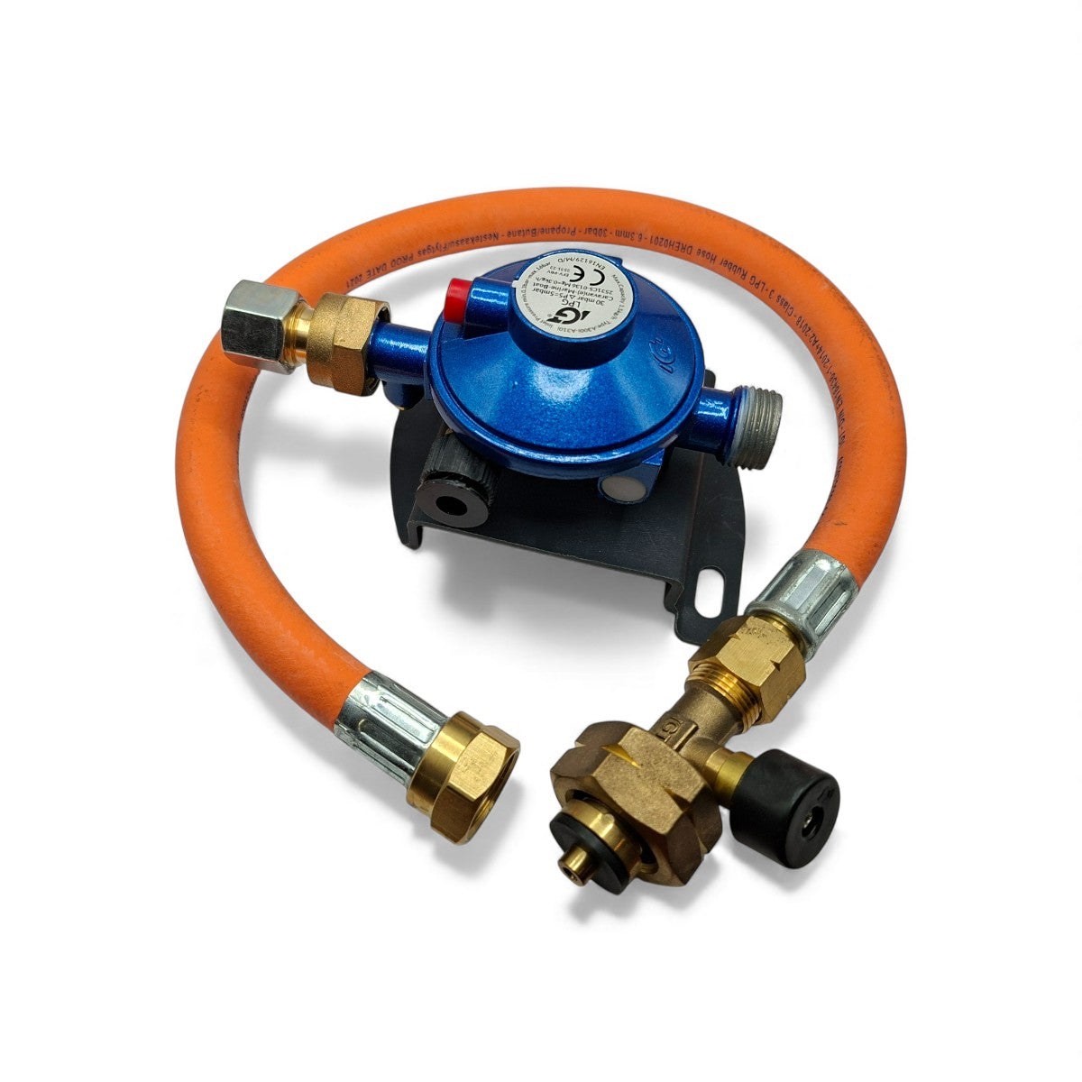 LPG Gas RV Regulator 30mbar 8mm with 450mm G5 W21.8 Pigtail Caravan Kit