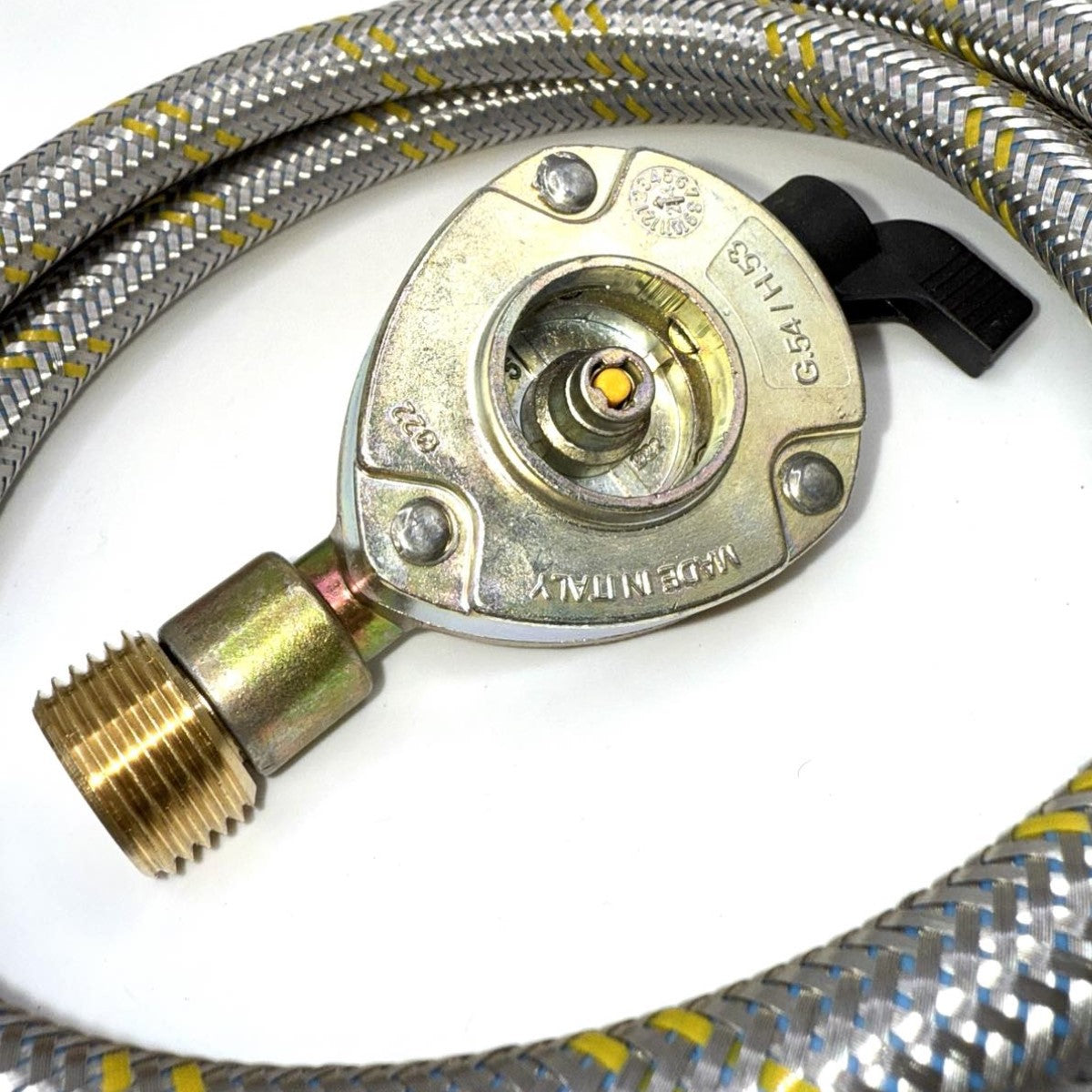 Flexible Reinforced Steel Pipe with Campingaz Bottle 901,904,907 Connector to 22 mm  Gas Cylinder Clip on Set