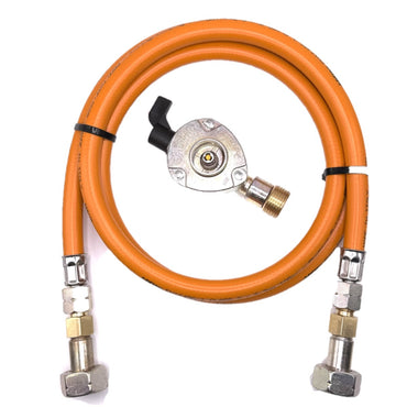1.5m LPG High Pressure Orange Gas Hose With 21mm Clip On Type Gas Bottle Adapter without non return valve x 21.8mm LH