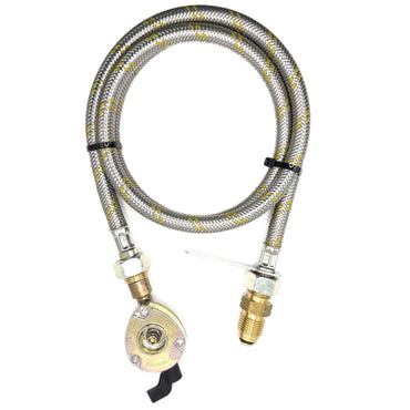 1.5 Meter metal flexible pipe with USA Gas Bottle LH POL Adapter to 21.8 mm LH to butane or KLF German type and 21mm GAS ADAPTER CLIP – ON 21.8 LH