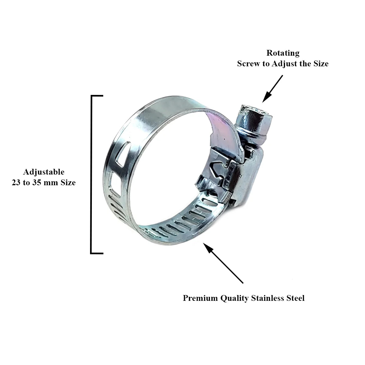 4 Pcs Hose Jubilee  Clips Adjustable Hose Clamp 23-35mm Range Steel