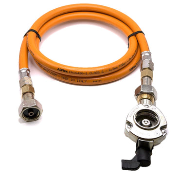 80cm LPG High Pressure Orange Gas Pipe Hose With 27mm Clip On Type Gas Bottle Adapter without non return valve x 21.8mm LH