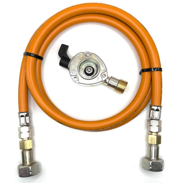 80cm LPG High Pressure Orange Gas Pipe Hose With 27mm Clip On Type Gas Bottle Adapter without non return valve x 21.8mm LH