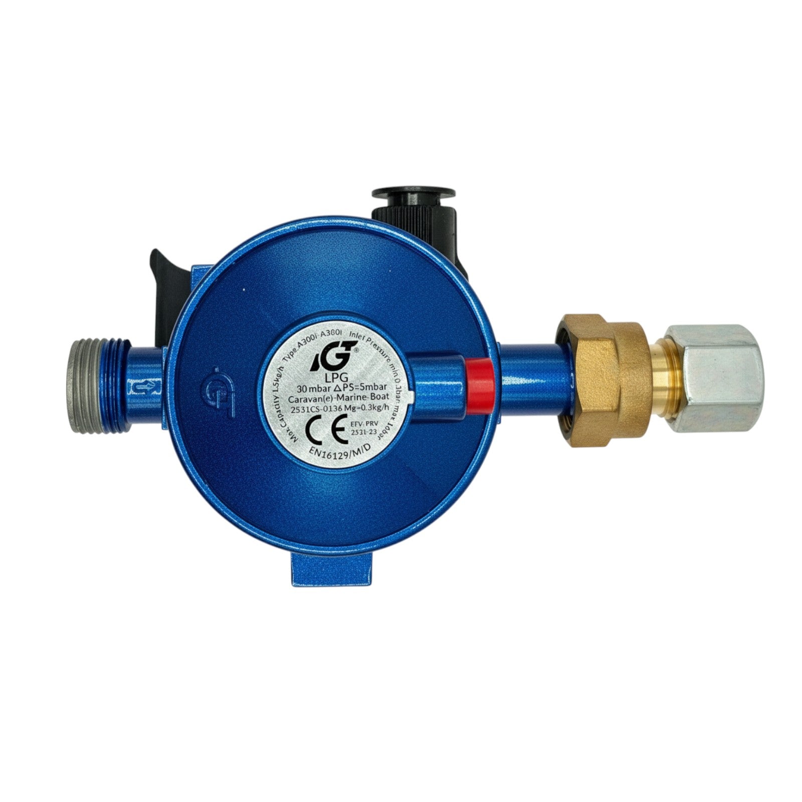 Wall Bulkhead Mounted Gas RV Regulator 30mbar for Caravans Motorhomes & Boats – M20x1.5 – 10mm Outlet