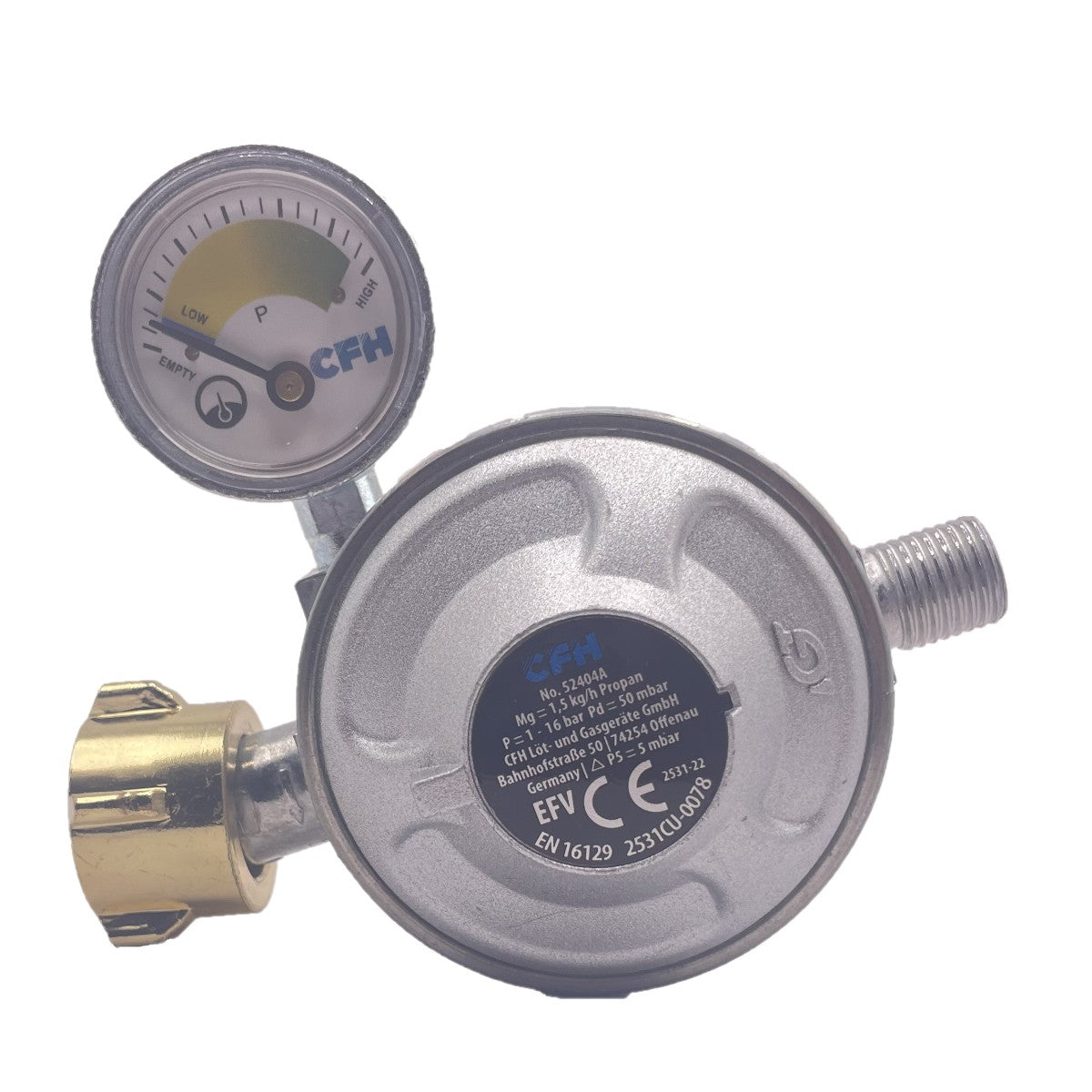 LPG Propane Gas pressure regulator 50 mbar 1.5kg/h with pressure gauge