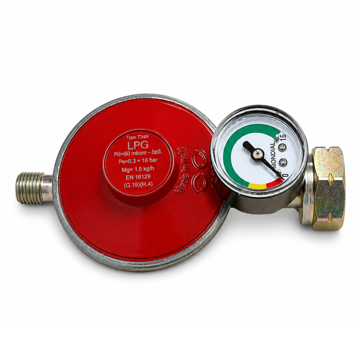 LPG Propane Gas Low Pressure Regulator 50mbar 1.5kg/h 21.8mm LH x G1/4 Male with Pressure Gauge – OC Model