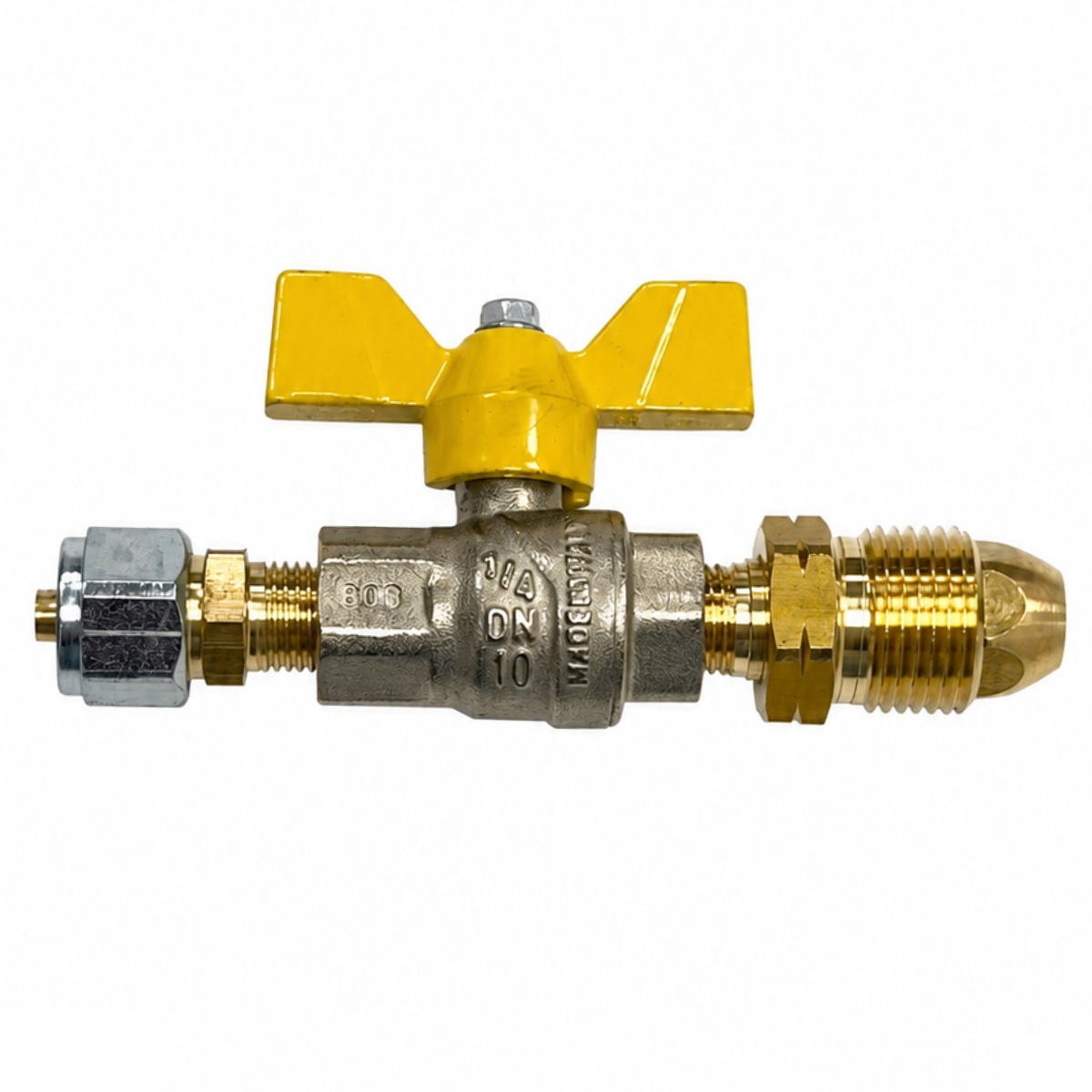 LPG 1/4" x 1/4" G Gas Shut Off Ball Valve Manual Lever Male G1/4 with 8mm Flexi Pipe Adapter & Gas Bottle POL L/H Adapter to 1/4" R/H thread