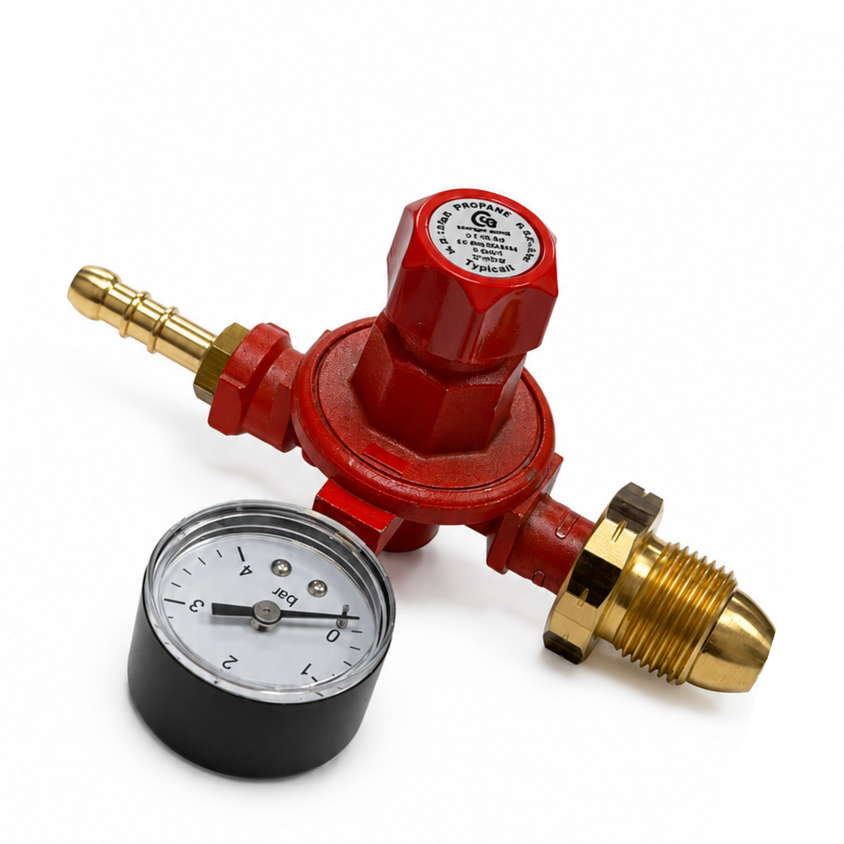 LPG Cavagna High Pressure Adjustable Propane Gas Regulator - 0.5-2 Bar Gauge With 8mm barbed nozzle