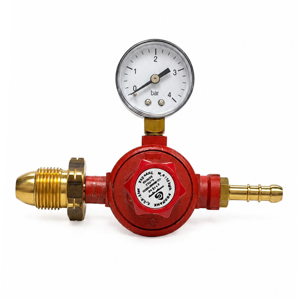LPG Cavagna High Pressure Adjustable Propane Gas Regulator - 0.5-2 Bar Gauge With 8mm barbed nozzle