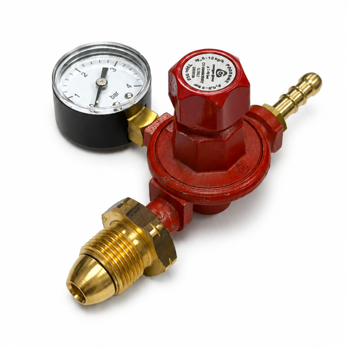 LPG Cavagna High Pressure Adjustable Propane Gas Regulator - 0.5-2 Bar Gauge With 8mm barbed nozzle