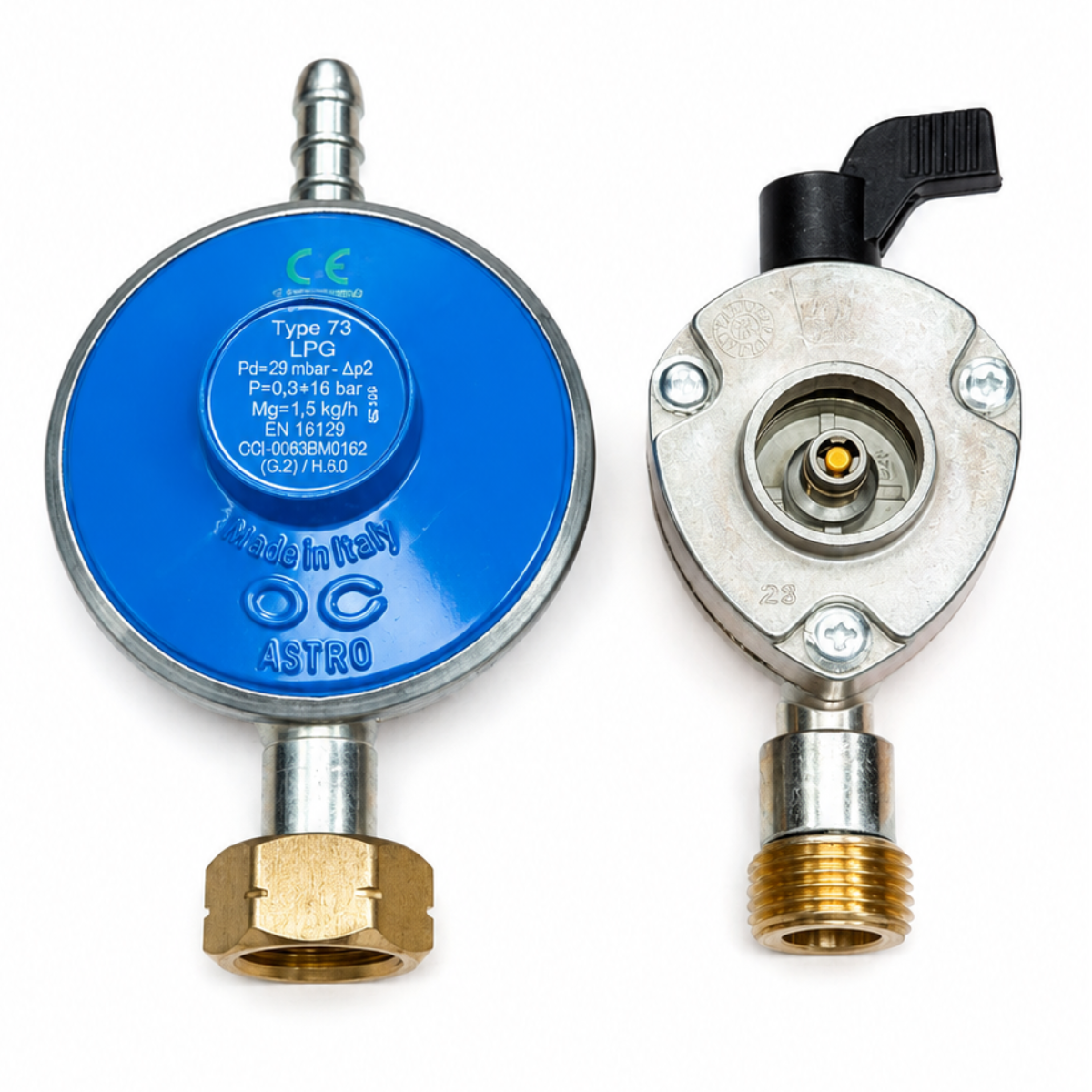 21mm Clip On Gas Cylinder Adapter Set with 29Mbar Butane Gas Regulator