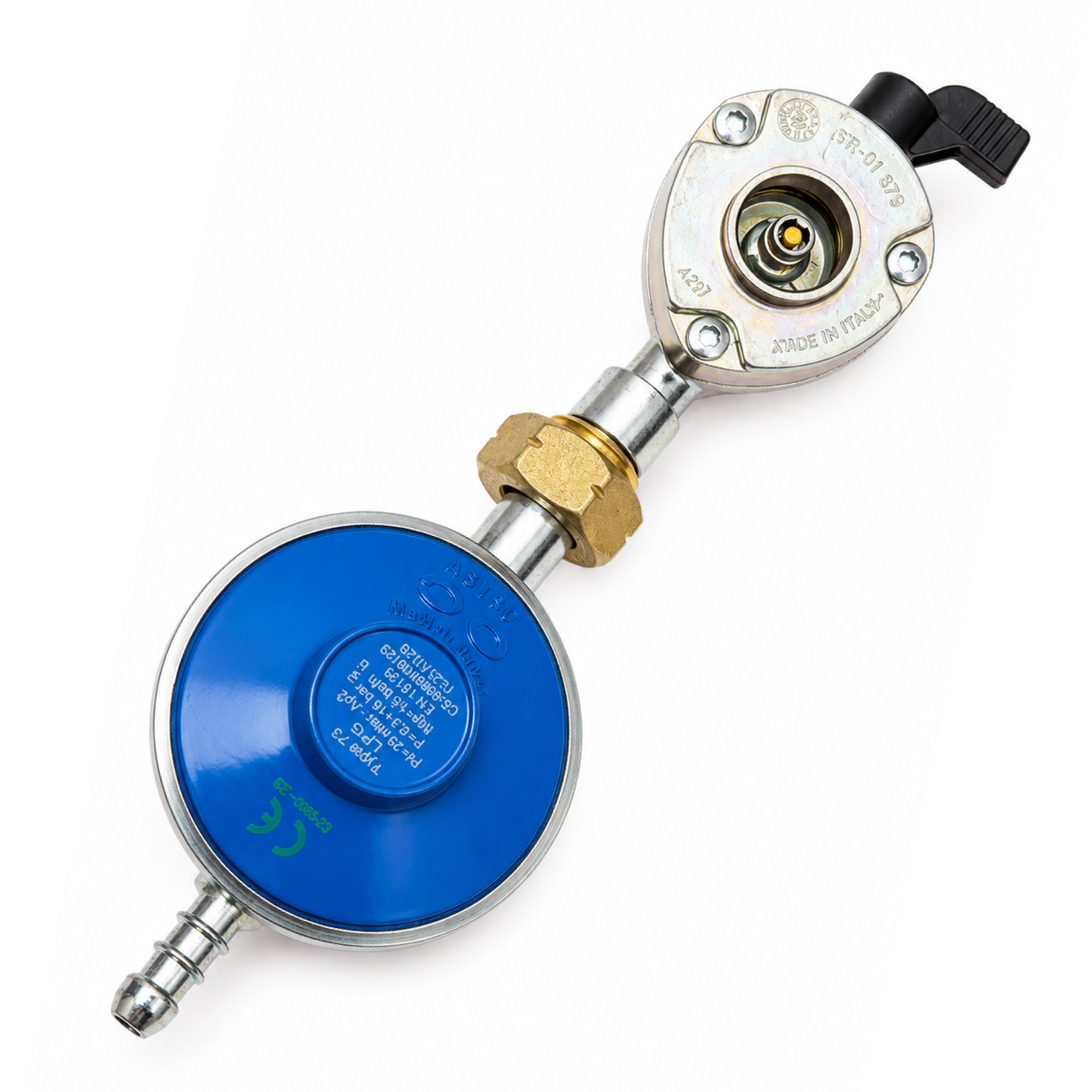 21mm Clip On Gas Cylinder Adapter Set with 29Mbar Butane Gas Regulator