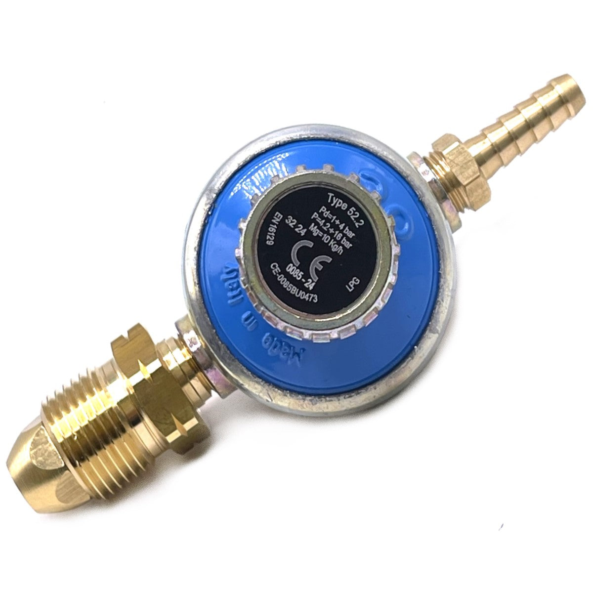 High Pressure LPG Gas Regulator 1-4 Bar 8-10kg/h Adjustable Propane Pol 5/8" LH x 8mm barbed