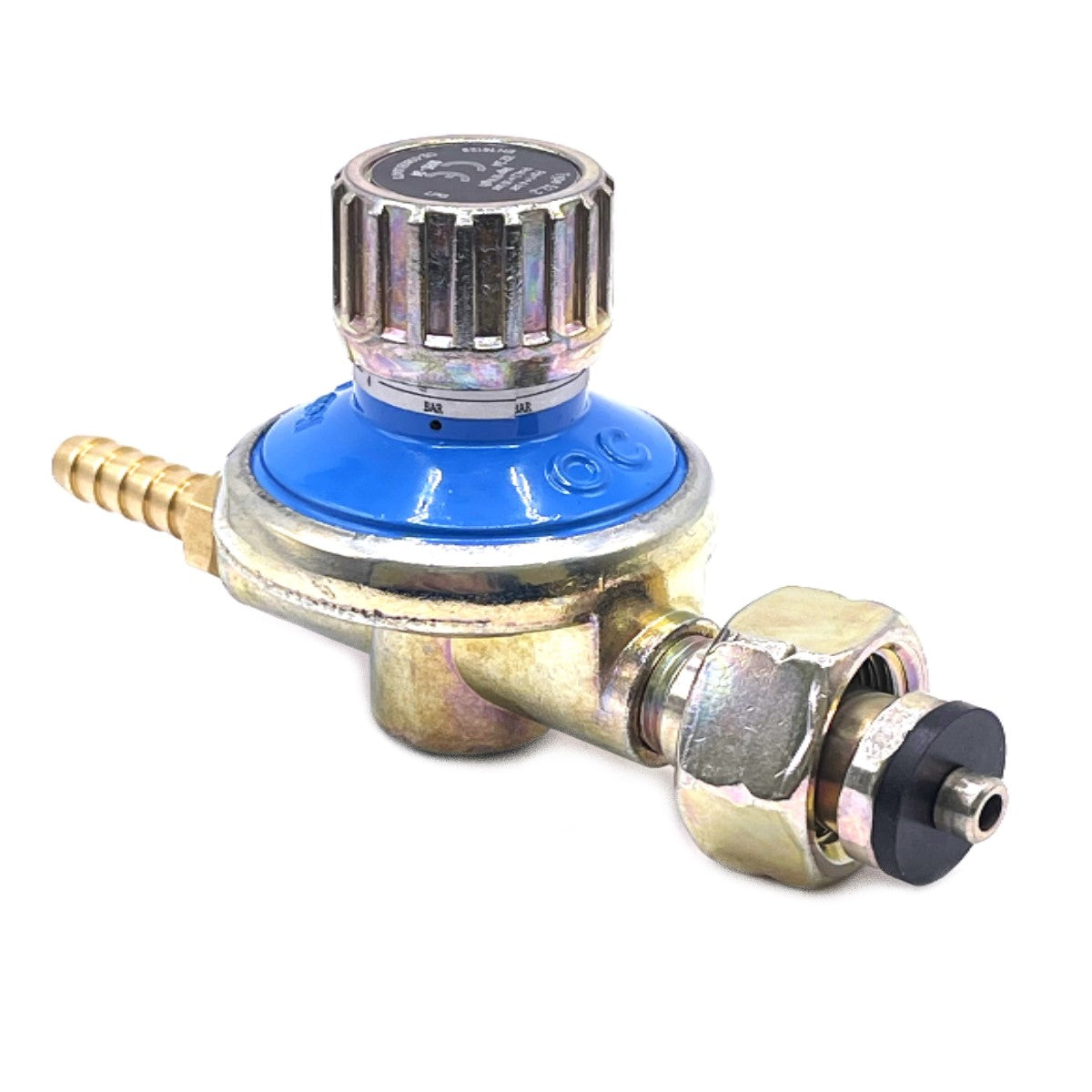 High Pressure LPG Gas Regulator 1-4 Bar 8-10kg/h Adjustable Propane Butane 21.8mm LH x 8mm barbed