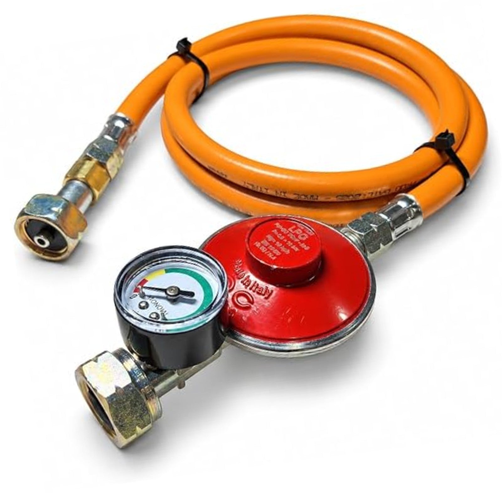 50mbar Propane LPG Gas Regulator Gauge & 0.8m Hose 21.8mm LH BBQ Camping