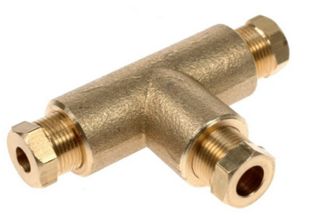 3 Way T Compression Fitting For 6mm x 8mm x 6mm Copper Pipe Tube