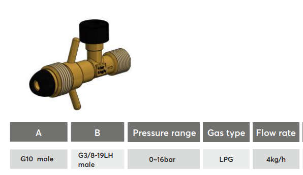 EFV excess flow valve G10 POL LH - 3/8" BSP LH