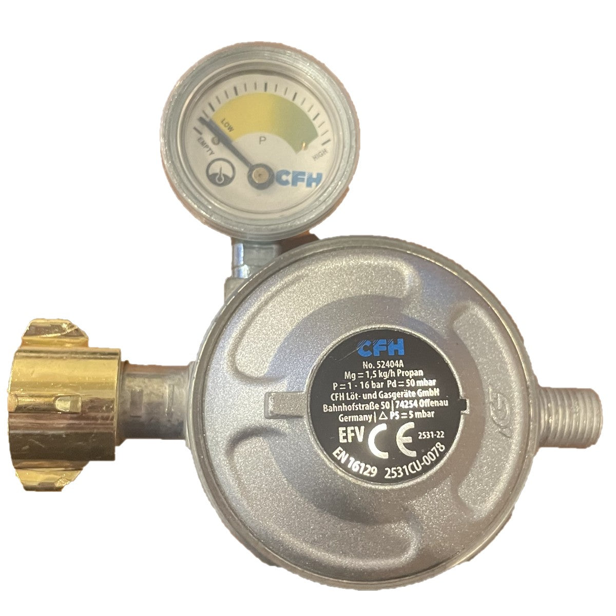 LPG Propane Gas pressure regulator 50 mbar 1.5kg/h with pressure gauge