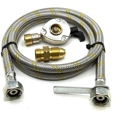 1 Metres LPG UK Gas Bottle 5/8" LH POL Adapter to 21.8 mm LH to butane or KLF German type and 20mm GAS ADAPTER CLIP – ON 21.8 LH