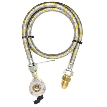 1 Meter metal flexible pipe with UK Gas Bottle 5/8" LH POL Adapter to 21.8mm LH to butane or KLF German type and 22mm GAS ADAPTER CLIP – ON 21.8mm LH.