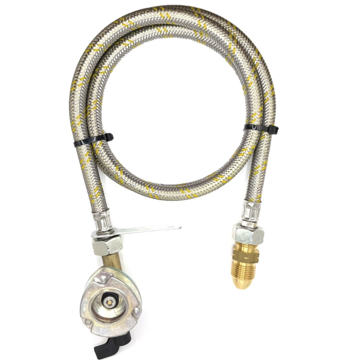 1.5 Metres UK Gas Bottle 5/8" LH POL Adapter to 21.8 mm LH to butane or KLF German type and 27mm GAS ADAPTER CLIP – ON 21.8 LH