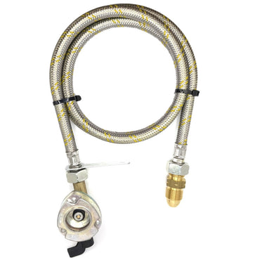 1.5 Metres UK Gas Bottle 5/8" LH POL Adapter to 21.8 mm LH to butane or KLF German type and 27mm GAS ADAPTER CLIP – ON 21.8 LH