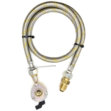 1 Meter metal flexible pipe with USA Gas Bottle LH POL Adapter to 21.8 mm LH to butane or KLF German type and 20mm GAS ADAPTER CLIP – ON 21.8 LH